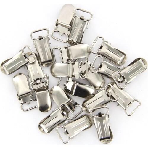 20Pcs Webbing Hook Pacifier Suspender Clips for Making Pacifier Holders Bib Clips Toy Holder Silver 11mm