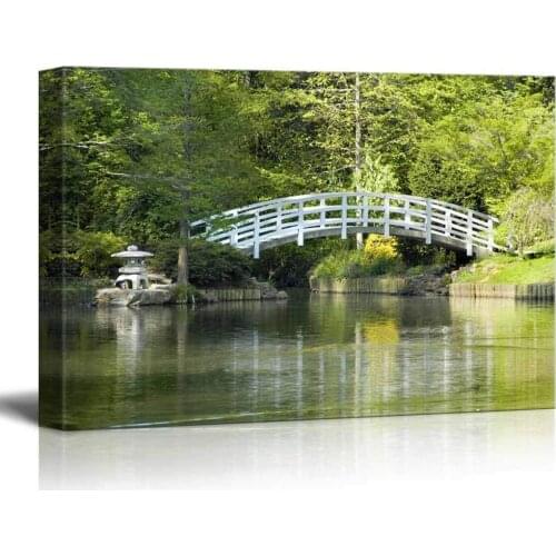 Canvas Printed Poster Home Decoration 1 Pieces Painting Lake Bridge Tree Wall Art Landscape Pictures Living Room Modular Framed
