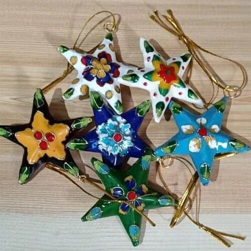 10pcs Fancy Handwork Cloisonne Enamel Large Star Charms DIY Jewellery Making Suppliy Keychain Bag Sweater Chain Pendants