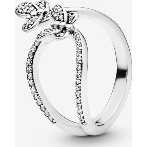 100% 925 Sterling Silver Pan Ring Creative Classic Enchanting Butterfly Ring For Women Wedding Party Gift Fashion Jewelry