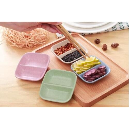 2pcs/lot Kitchen Love Pure Color Wheat Straw Bowl Vinegar Seasoning Solid Soybean Dish Sauce Salt Snack Small Plate NX 016