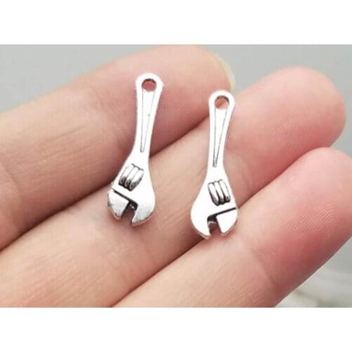 40pcs/lot--24x8mm, tool cham,Antique silver plated Wrench charms,DIY supplies,Jewelry accessories