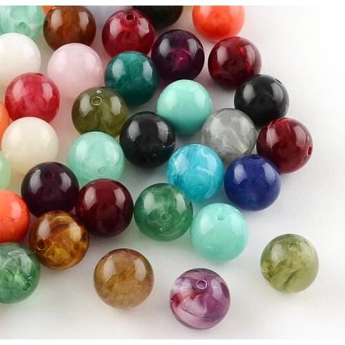 Jewelry Beads Round Imitation Gemstone Acrylic Beads, Mixed Color, 12mm, Hole: 2mm; about 520pcs/500g
