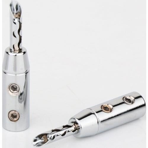 8Pcs BA1417R Rhodium Plated BFA Z Type Banana Speaker Plug Brass Connector