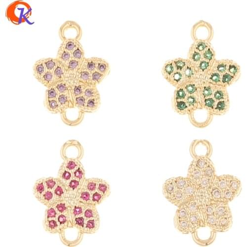 Cordial Design 50Pcs 9*12MM Jewelry Accessories/CZ Charms/Flower Shape/Hand Made/Earrings Connectors/DIY Parts/Jewelry Making