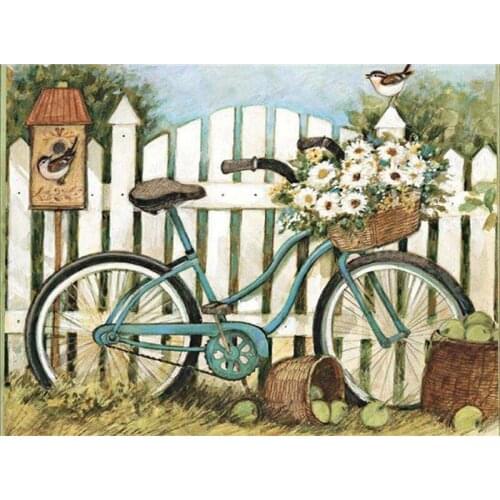 New 5D Diamond Painting scenery Bicycle Full Square Diamond Mosaic birds Diamond Embroidery Cross Stitch Wall Sticker YG1193