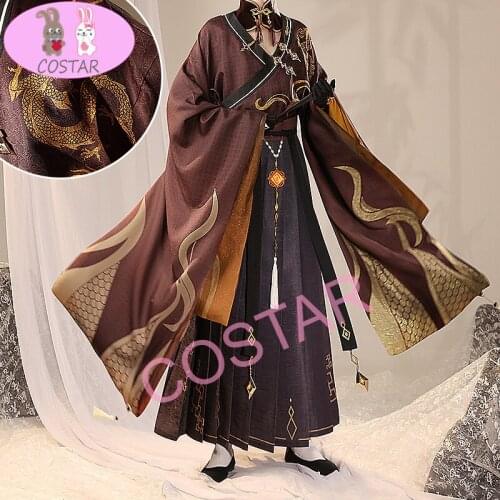 Anime! Genshin Impact Zhongli Rex Lapis Game Suit Antique Uniform Cosplay Costume Halloween Carnival Party Outfit Men 2021 NEW