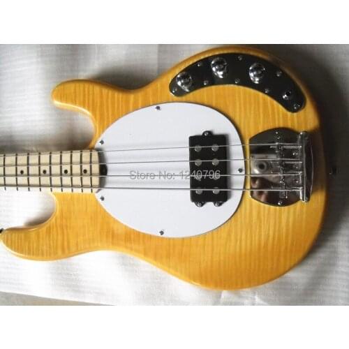 Free shipping new 4 strings electric bass guitar in natural with white guard made in China 286