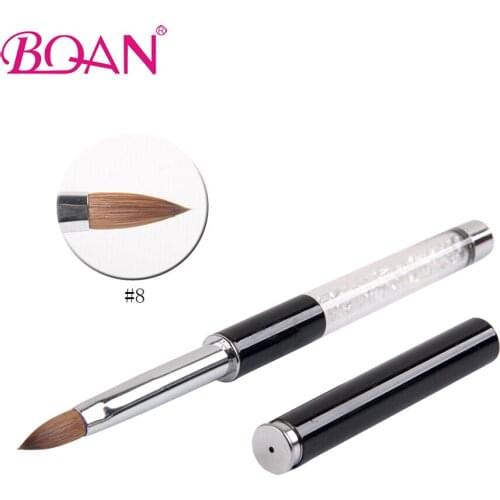 BQAN Professional Nail Art Rhinestone Kolinsky Sable Acrylic Brush Pen #8 Liquid Powder DIY Painting Drawing Manicure Tool