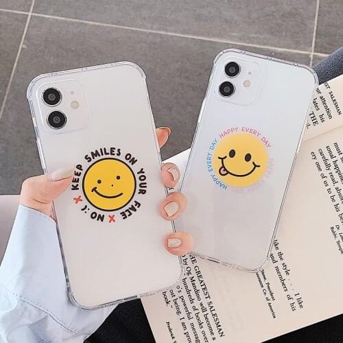 Phone Case For iPhone 12 Mini 12 11 Pro Max X XR XS Max 7 8 Plus SE 2020 Fashion Cartoon Smile Face Clear Soft TPU For iPhone 11