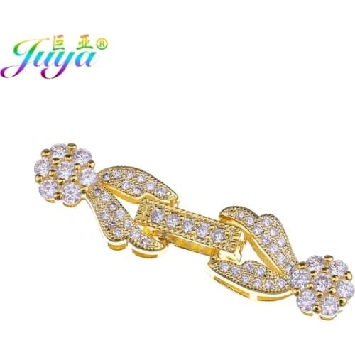 Juya DIY Pearls Jewelry Components Floating Flower Closure Connector Clasps Accessories For Natural Stones Pearls Jewelry Making