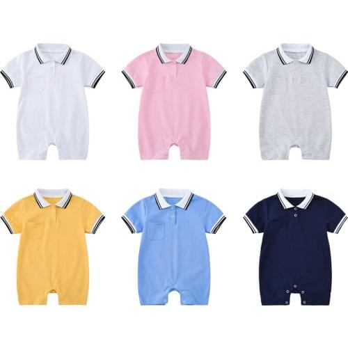 100%cotton Baby Romper Short Sleeve Baby Polo Clothing One Piece Summer Unisex Baby Clothes Girl and Boy Jumpsuits