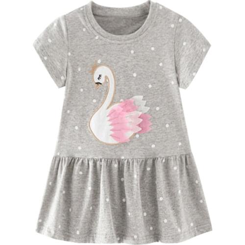 Jumping Meters New Arrival Orange Floral Embroidery Girls Dresses For Summer Cotton Childrens Clothes Hot Selling Kids Gift