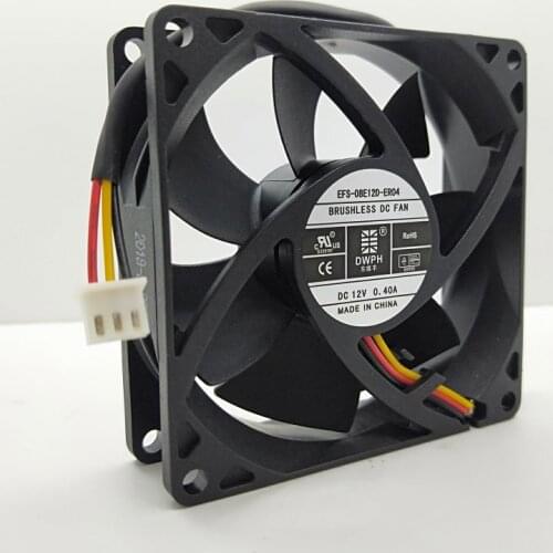 DWPH EFS-08E12D-ER04 DC 12V 0.4A 80x80x25mm 3-wire Server Cooling Fan