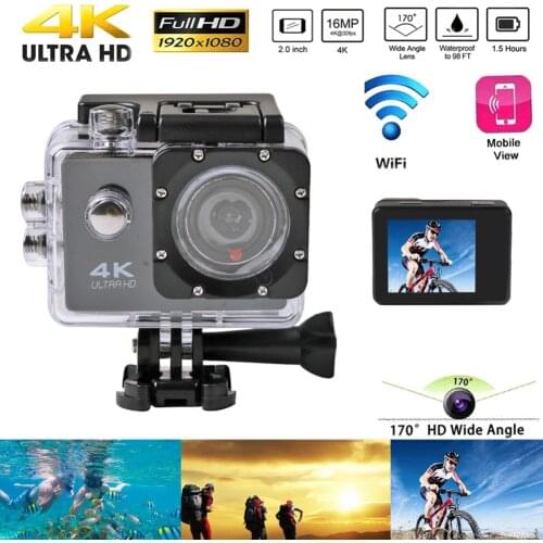 WiFi 20MP 4K Ultra HD Action Camera Dual LCD Screen 170D 30m Go Waterproof Pro Sport DV Helmet Video Camera With Remote Control