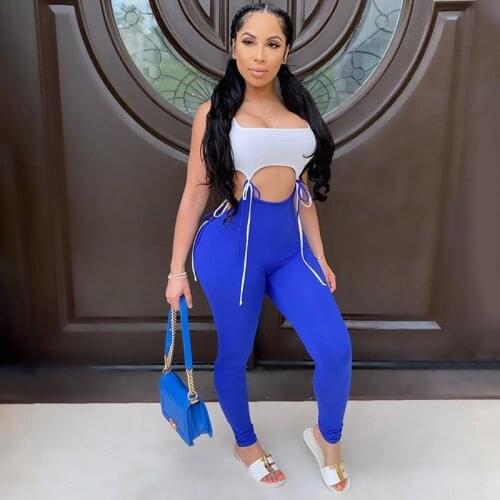 Elastische Overall Taille Bandage Aushöhlen Dünne Sexy Frau Sleeveless Strampler Sommer Neue 2020 Casual Mode Overall