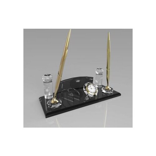 Ad Store Crystal Table Name Black Glass Yellow Silver Colour Pencil Clock Bussiness Card Area Made in Turkey