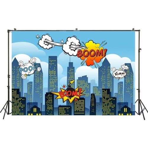 HUAYI Photography Backdrops Super hero Birthday Party Celebration Photo Backdrop Baby Shower Decor Photo Booth Background W-285