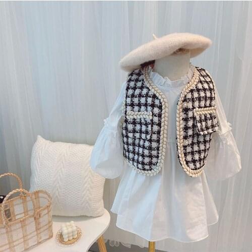 Baby Girl Clothes Sets Korean Fashion Flare Sleeve White Skirt Plaid Vest 2pcs Set For Girl Child Cute Suits Autumn New Arrival