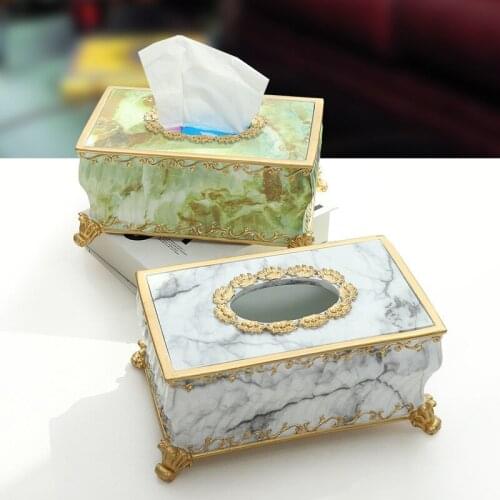 Creative resin imitation marble hotel club tissue box 3 Y