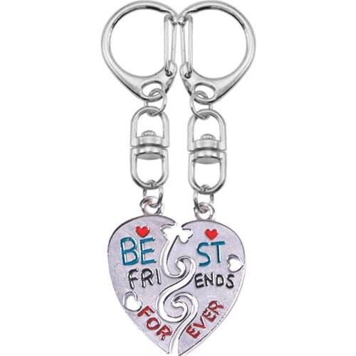Best Friend KeyChain Women BFF Friendship Heart Pendant Male And Female Classmate School Bag Key Accessories Jewelry Gift