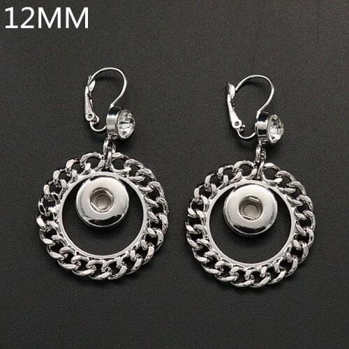 Fashion Chain style rhinestone Drop earrings snap earrings fit 12MM snap buttons jewelry JA0008