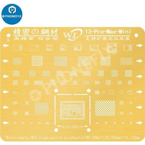 WL Golden 2D BGA Reballing Stencil Kit Thickness 0.12mm Tin Mesh Solder Template for iPhone 12 pro max XS X 8 7 NAND CPU Repair