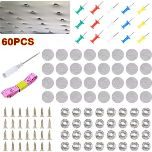 60Pcs Car Interior Accessories Roof Rivets Repair Kit Roof Snap Rivet Retainer Fixed Guard with Buckle Screwdriver