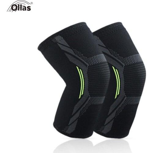 Ollas 1Pcs Nylon-Latex Filament Outdoor Cycling Kneecap Four-Way Stretch for Joint Pain Relief and Injury Safety Knee Pads Green
