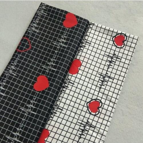 Brand New Black White Red Heat Electrocardiogram Printed Cotton Fabric 50x160cm Fabric Patchwork Cloth Dress DIY Sewing Quilting