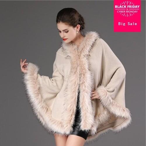 2018 winter new womens knit imitation Raccoon Dog Fur coat female fur collar hooded sweater cardigan shawl cloak jacket L1137