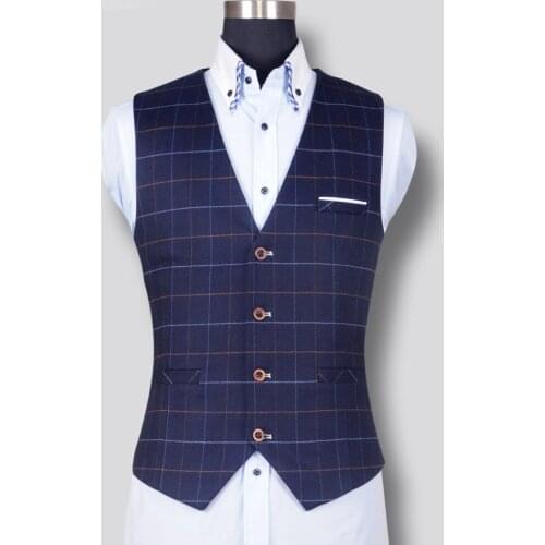 New Fashion Mens Plaid Vest Formal Dress Business Casual Slim Suit Vest British Style Waistcoat Wedding Vest Male Clothing