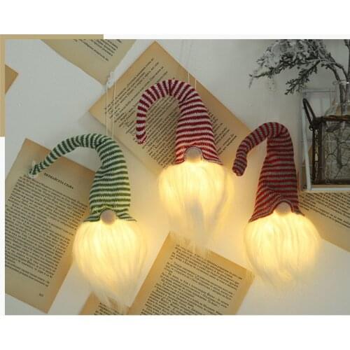 Christmas Tree Hanging Light Luminous Dolls Ornaments Pendant For Holiday Home Xmas Bar Shop Decor