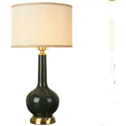 Simple Green American Style Ceramic Table Lamp For BedRoom Bedside Living Room Foyer Study Desk Reading Night Light 190124