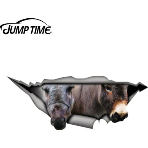 Jump Time 13cm x 4.8cm Mini donkey car decal 3D Pet Graphic Vinyl Decal Car Window Laptop Bumper Animal Car Stickers