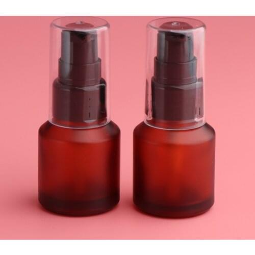 2 Pieces Empty Refillable Cosmetic Spray Dispenser Amber Glass Lotions Pump Bottle,Leak Proof,Nontoxic and Safety