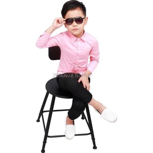 Shirts For Boys Brand Spring Autumn Kids Cotton Casual Shirts Children Blouse Clothing Boys Teenage Sports School Uniform Shirts