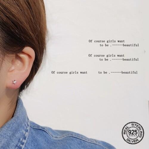 S925 Silver Needle Earrings For Women Stars Retro Korea Fashion Cute Mini Simple Design Lady Birthday Party Gift Jewelry INEFFA