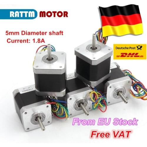DE ship 5pcs NEMA17 17HS8401 48mm Length 78Oz-in 12-24VDC CNC stepper motor stepping motor/1.8A For CNC Router and 3D printer