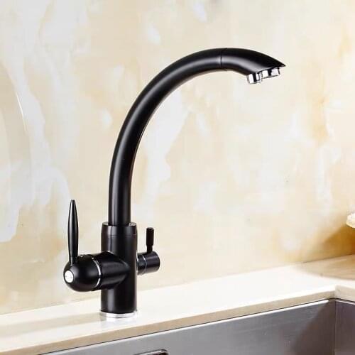 WZLY Kitchen Filter Faucets Black Brass 360 Rotate Chrome Kitchen Faucet With Water Purification Feature Cold Hot Sink Mixer Tap