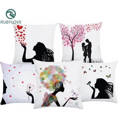 Flower Fairy Pattern Short Plush Cover Romantic Printed Soft Pillowcase For Sofa Seat Waist Pillow Covers