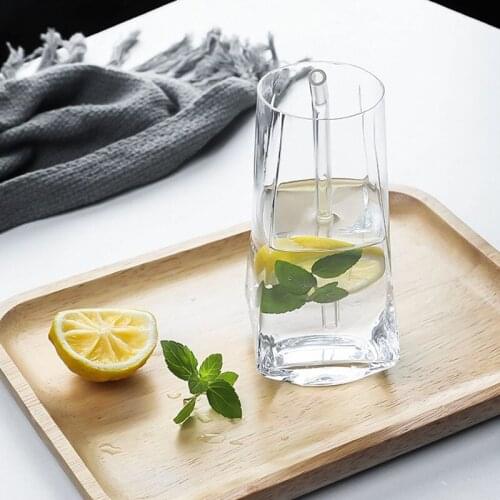 Ins Sparkling Water Cup 505ml Drink Glass Milk Coffee Glass Cup Simple Four-corner Transparent Cup Milkshake Juice Cup For Party