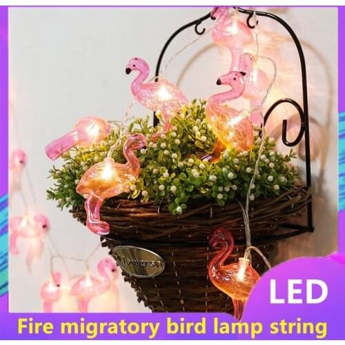LED Lighting Chain Flamingo Decorative Lights Bedroom Bedroom Star Lights Girl 's Heart Room Layout Small LED Colored Lights