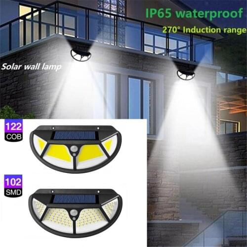 Solar Lamp Outdoor LED Lights Waterproof Lighting For Garden Wall Street 270°PIR Sensor Lamp 4-Sides Illumination Yard Lighting