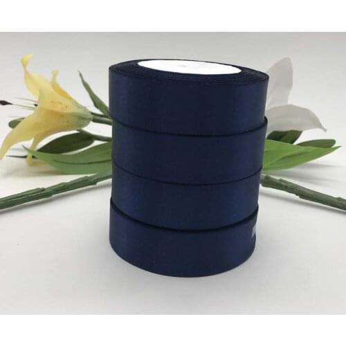 25Yards/Roll 3/ 6/10/15/20/25/40/50mm Navy Blue Single Face Satin Ribbon DIY Gift Wrapping Christmas WeddingParty Ribbons