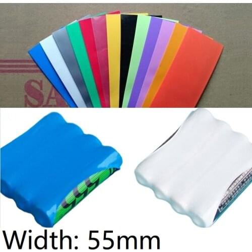 Width 55mm PVC Heat Shrink Tube Dia 35mm Lithium Battery No.7 AAA Pack Insulated Film Wrap Protect Case Pack Wire Cable Sleeve