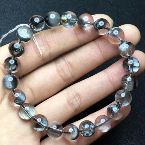 Top Natural Brookite Pla tinum Rutilated Quartz Crystal Clear 9mm Round Beads Bracelet AAAAA For Woman Man Certificate