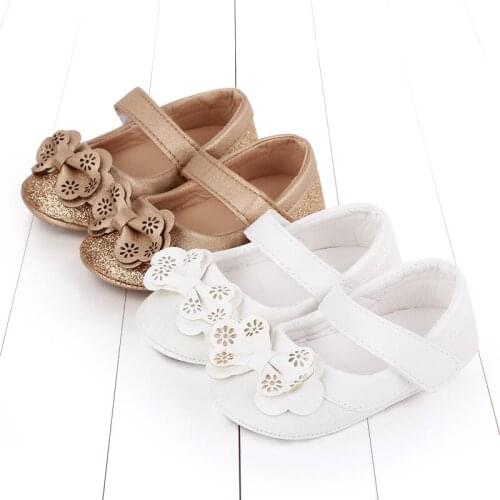 Baby Newborn Mary Jane PU Bow Princess Shoes Infant Toddler Girls Solid Non-slip Prewalker Soft Sole First Walker Shoes 3-11M
