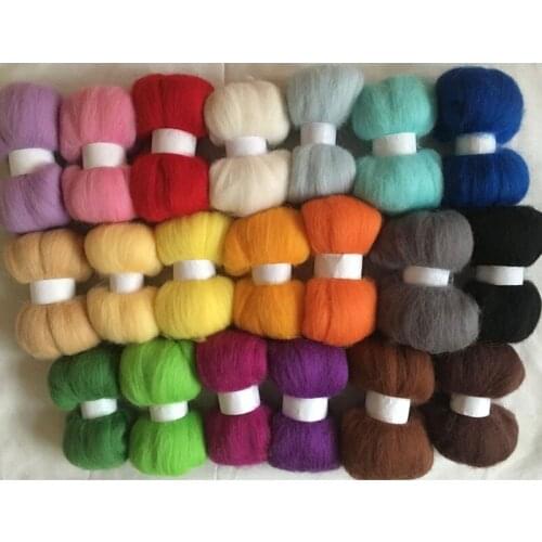 WFPFBEC 20colors Australia sheep 100% wool fiber needle felting wool for felt wool roving 10g/color