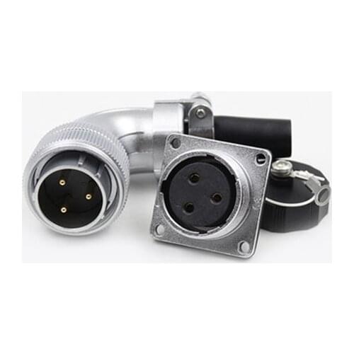 WS24 M24 2 3 4 9 10 12 19 Pin Bending Style Anti-leakage Male Plug Panle Mounts Female Socket IP67 Waterproof Aviation Connector